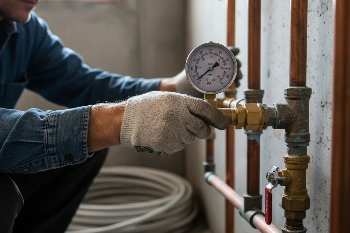 Pressure testing a repaired line during Water Line Repair in Hickory